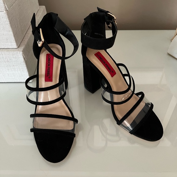 London Rebel black heel with strap - Picture 2 of 3